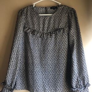 Roolee Navy and white ruffle top.